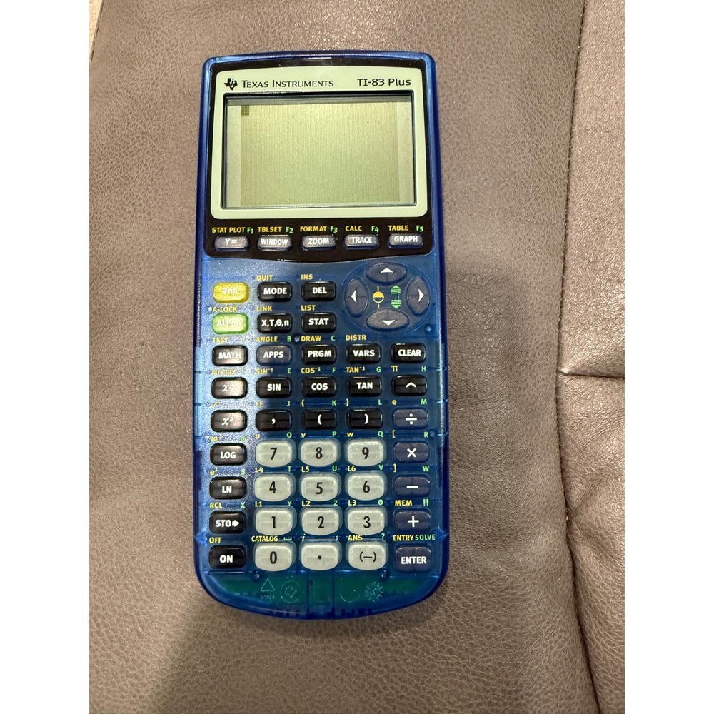 Texas Instruments TI-83 Plus Graphing Calculator Blue Transparent Tested Working